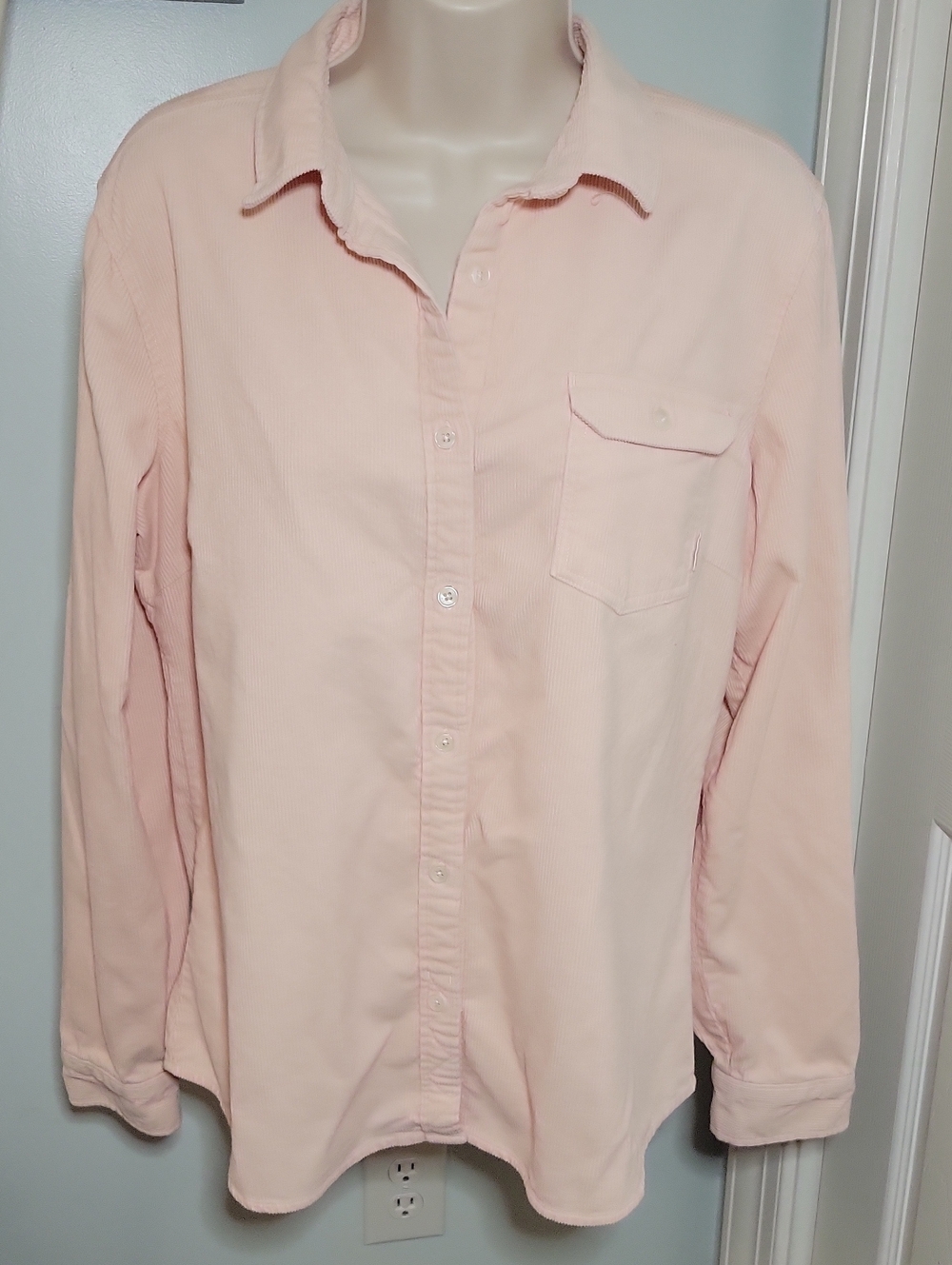 Saltrock Surf Pale Pink Button Down Long Sleeve Corduroy Shirt Size Small